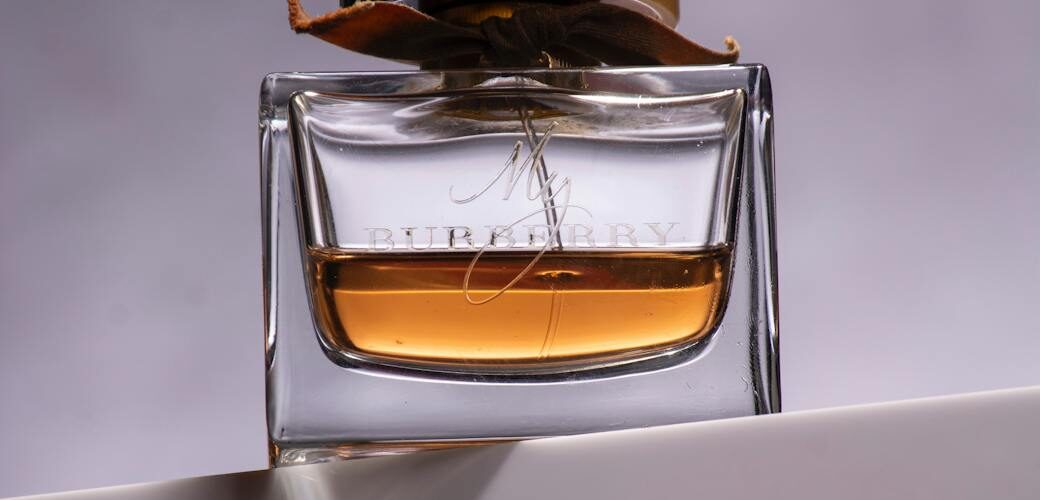 a close up shot of a burberry perfume